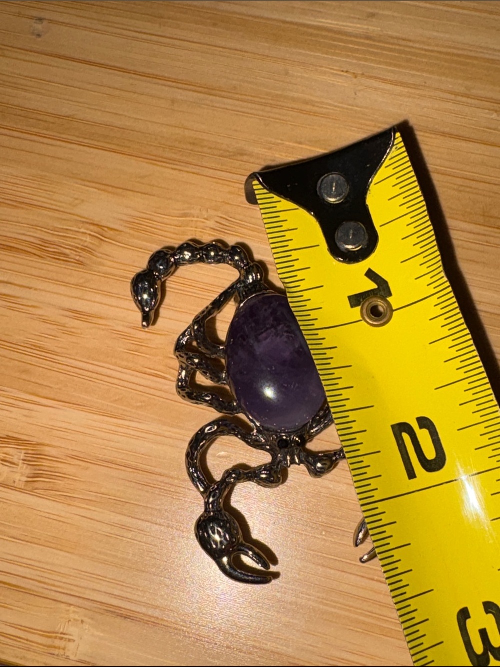 Amethyst Scorpio Scorpion Brooch Silver Metal Zodiac - Picture 6 of 7